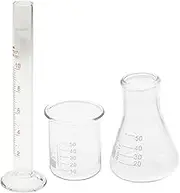 Baluue 3pcs Container Beaker Bottle Gag Thick Glassware - Cylinder Conical Beakers Liquid Graduation Tube Ml Test Cylinders Supplies Measuring Graduated Erlenmeyer Glass Scientific