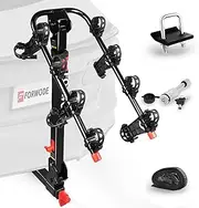 [FORWODE] Hitch Mount Rack Fits 4 x 35 lbs Bicycles, Bike Hitch Rack for Car, Foldable Wobble Free, Hitch Lock, 2-Inch Receiver