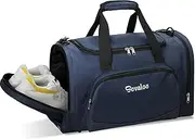 Sports Gym Bag for Women and Men, Small Travel Duffel Bag with Wet Pocket & Shoes Compartment (40L, Blue)