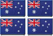 [Tuyatezhi] 4 Pcs Australia Flag Patch Tactical Embroidered Fastener Iron On Sew On Applique Emblem Military Patches for Backpacks Clothes,Jeans,Caps,Jacket,Vest,Bags,Hats,