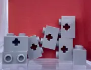 LEGO Parts Lot (8) ~ Light Bluish Gray Technic Brick 1 x 2 w/ Axle Hole No 32064