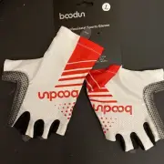 BOODUN Cycling Gloves Breathable Half Finger Red/white/black Size Large