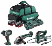 Metabo MET18MX3SB2HD55FB - 18V Brushless 800Nm Wrench/Grease Gun/Grinder Combo Kit (2 x 5.5Ah)