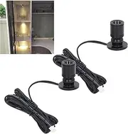 Topiky 2Pcs Mini LED Spotlight, Mini Spot Lights with Dimmer, Mini Spotlight Jewelry Showcase Display Lighting Fixture, Cabinet Dimmable Wall Light for Display Jewelry (Warm Light 3000K)