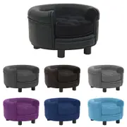 Dog Cat Couch Sofa 48x48x32 cm Plush and Faux Leather Dark Grey/Black vidaXL