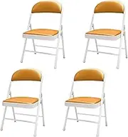 QMNUZCFD 4 Pack Folding Chairs with Padded Seats, Foldable Chairs with Steel Frame for Indoor Outdoor 440lb Capacity Metal Folding Chair for Home Office Party Event(Orange)