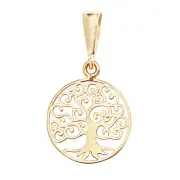 Boys 9ct Gold 11mm Round Tree Of Life Pendant