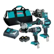 Makita 18V 5.0Ah Cordless Brushless 4 Piece Power drill grinder driveer hammer T