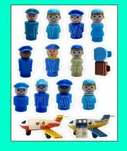 Vintage Fisher Price Little People AIRPORT STICKERS SET Airplanes Pilot Planes