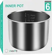 Power Cooker XL Replacement Inner Pot Stainless Steel Compatible with 6 Quart Power Pressure Cooker PPC770 PPC771 PPC770-1 PRO PCXL-PRO6 and WAL1 WAL2 Stainless Steel Inner Cooking Pot Parts - 6 QT