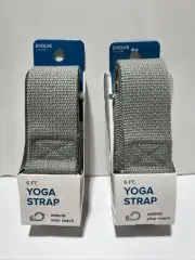 2 Evolve Yoga Strap Gray 6 Feet Machine Washable 100% Polyester Durable D-Ring