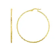14K Yellow Gold Shiny Round Hoop Earrings, Diameter 45mm