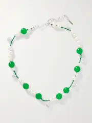 [Completedworks] Completedworks - Silver, Cord, Pearl, Bead And Crystal Necklace - Green - One size One size Green