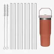 8 Pack Replacement Straws for IceFlow Stainless Steel Tumbler, Reusable Plastic Straws With Cleaning Brush Compatible With Stanley IceFlow 30oz and Flip Straw Tumbler