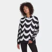 Adidas X Marimekko Wave Hoodie Oversize 3 Stripes Hoodie Black White