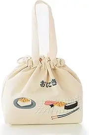ENNTJOOY Mini Lunch Tote Pouch Reusable Small Cute Lunch Bag with Drawstring Suitable for Girls Women Japanese Style Lunch Carry Bags White