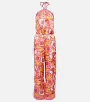 [Poupette St Barth] Poupette St Barth Isabelle printed halterneck jumpsuit AU 12 orange