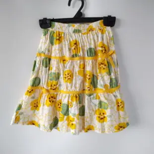 201001童裝品牌LOVE WORLD愛的世界黃色扶桑花鬆緊裙8A
