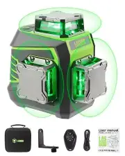 Laser Level 3x360° Self Leveling, 3D Green Cross Line Laser for Constructio