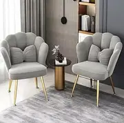 Velvet Living Room Chair Veluxe Chair Set of 2 PCs (Gray)