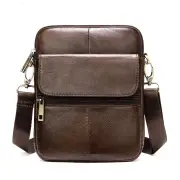 Ekphero Zipper Genuine Leather Messenger Bags Business Small Crossbody Bag Casual Travel Flap Shoulder Bag