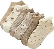 [Ivedin] Pack of cotton socks for women, breathable and fun, for walking or wearing with shoes, one size EU 34-40