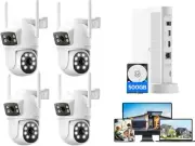 Security Cameras Wireless Outdoor, Home Security Camera System with 2K Dual L...