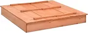 vidaXL Solid Firwood Sandbox Outdoor Garden Patio Backyard Kid Entertainment Playhouse Playground Equipment Wooden Sandpit with Lid 95x90x15cm