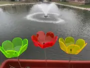 Suncatcher Tulip Set of (3) 5" x 3" Solar Neon Fluorescent Red, Green,Yellow