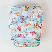 Monarch Ultimate Wipeable Cloth Nappy with Hook and Loop Closure, Feeling Koi