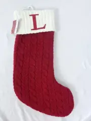 New St. Nicholas Square Red Christmas Stocking Initial Letter “L” 21"