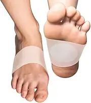 Gel Arch Support Pad, Soft Silicone Clear Reusable Arch Brace Sleeves Socks with Padded Cushions, for Women Men Flat Foot Pain Relief Plantar Fasciitis Sore Foot Pain Support Cushioned (White, L)