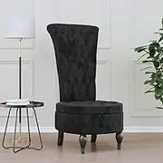 High Back Chair Black Velvet Button Design Comfortable Modern Furniture Home Decor