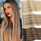 One Piece Thick Clip In Extensions Human Hair Weft Hairpiece Balayage 14-24inch