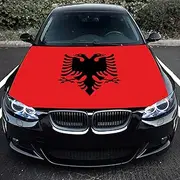 Punejapur Albania Flag Car Hood Cover 3.5X5Ft Albanian Banner Car Bonnet Banner Elastic Fabrics Windproof Vehicles Decorate Engine Flag Sign