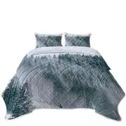 Winter Snowy Mountain Forest Coverlet