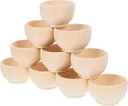 TEHAUX 10pcs DIY Small Wooden Bowl Set - Mini Bowls for Food, Nuts, Dollhouse, Home Decor, Painting - Unfinished Blank Desktop Child Cutlery Set