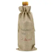 Retirement Word Wine Bags with Drawstrings for Home Storage Polyester Khaki Red