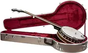 Crossrock 5-String Resonator & Gibson Tenor Banjo Case | ABS Molded Hardshell with Security Lock, Metal Feet, and Detachable Straps-Champagne (CRA861BJCH)