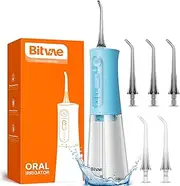 Bitvae Water Dental Flosser for Teeth, Cordless Water Teeth Cleaner Picks, 3 Modes 5 Intensities, IPX7 Waterproof, Rechargeable Water Dental Picks for Cleaning - C2 Blue