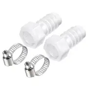 2 Set PP Hose Fitting 12mm Barb G1/4 Female Adapter with 9-16mm Hose Clamp