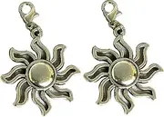 [TARAKI] 2Pcs Ancient Silver Sun Planner Charm, Zipper Charm, Zipper Pull, Purse Charm, Stitch Marker, Planner, Alloy Steel, No Gemstone