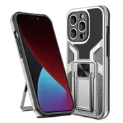 ZUSLAB iPhone 14 Pro Stand Case Rotate Magnet Ring Kickstand Military Grade Shockproof Heavy Duty Protective Cover for Apple - Silver