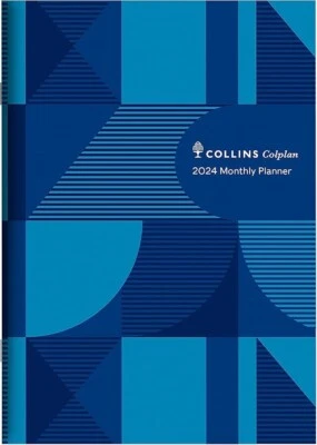 Collins Colplan 2024 Diary - Month to View, Size A4, Geometric Blue