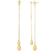14K Yellow Gold Multi Stranded Pear Shaped Front And Back Style Drop Earrings