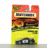 MATCHBOX SUPERFAST #59 - BLACK - CAMARO Z28 POLICE CAR - MINT ON CARD 1995