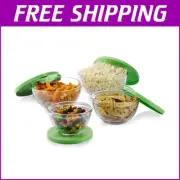 Contemporary Glass Mixing Bowls - 4-Piece Set with Lids for Effortless Meal Prep