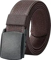[LionVII] Men's Micro-elastic Belts with Plastic Buckle for Work Sports, Easy Trim to Fit 27-46" Waist