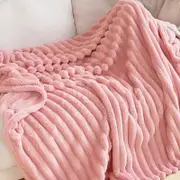 CottonMore Light weight soft corduroy thin blanket throw rug 180x200cm - pink