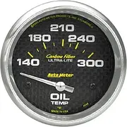 Autometer Gauge, Carbon Fiber, Oil Temperature, 2 5/8 in., 140-300 Degrees F, Electrical, Analog, Each